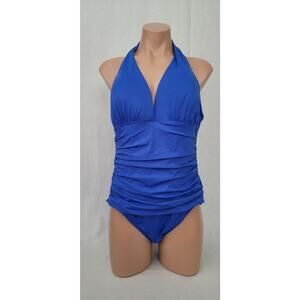 Ralph Lauren sea blue halter one piece swimsuit size 16